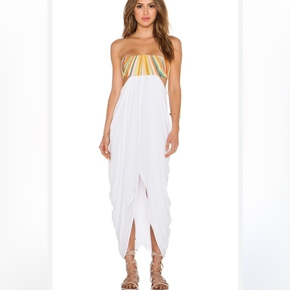 Mara Hoffman Embroidered Strapless Maxi Dress in White - Picture 1 of 11